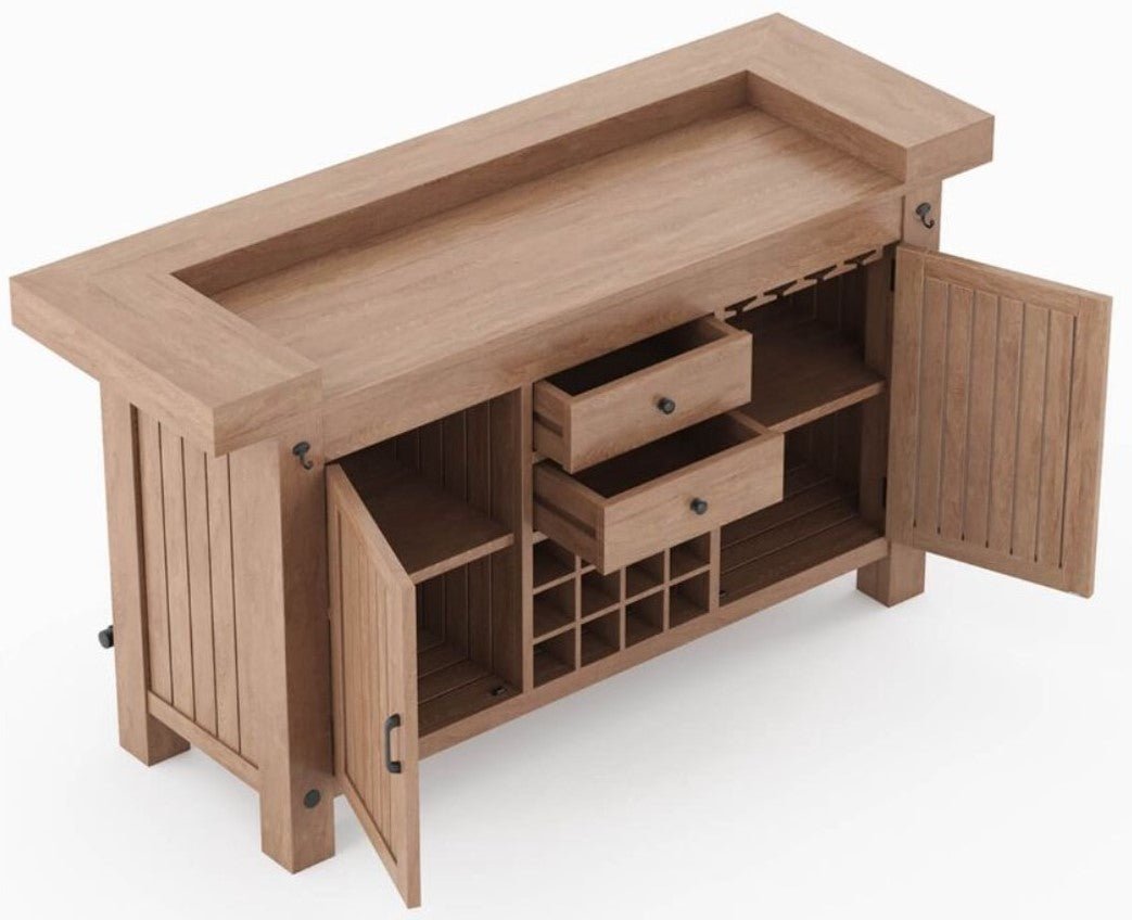 Miller Solid Wooden Bar Cabinet - Indoor / Outdoor – handcrafted solid wood furniture