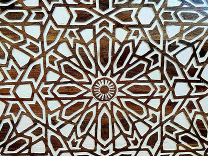 Mughal Garden Geometrical Carved Natural Frame 2 Tone – handcrafted solid wood furniture