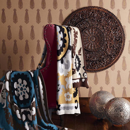 Mughal Style Carved Wood 3 Step Round BedHead/Wall Panel Brown – handcrafted solid wood furniture