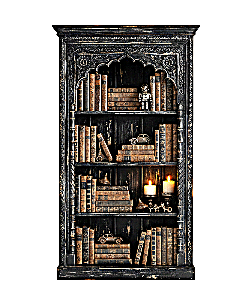 Mughal Style Indian Bookshelf – handcrafted solid wood furniture