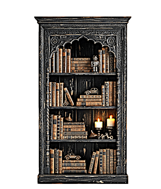Mughal Style Indian Bookshelf – handcrafted solid wood furniture