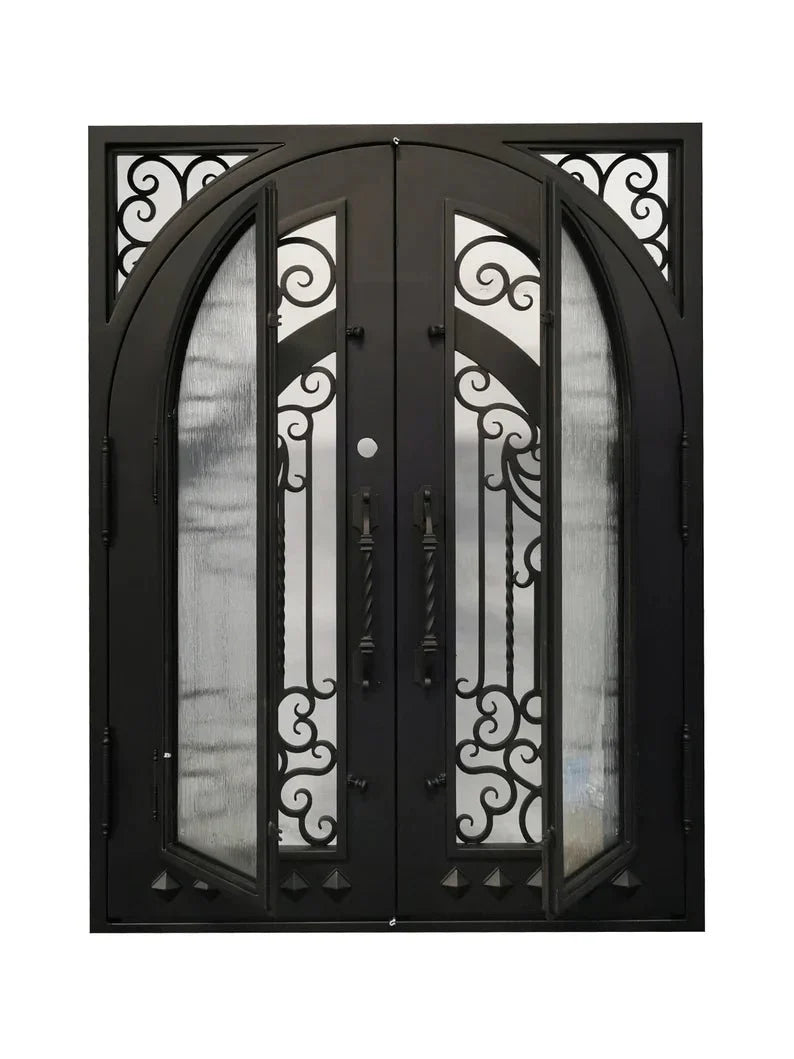 Nancy Wrought Iron Double Door Square Frame Arched by R-Designs Furniture – handcrafted solid wood furniture made in India