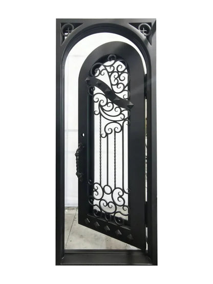 Nancy Wrought Iron Double Door Square Frame Arched – handcrafted solid wood furniture