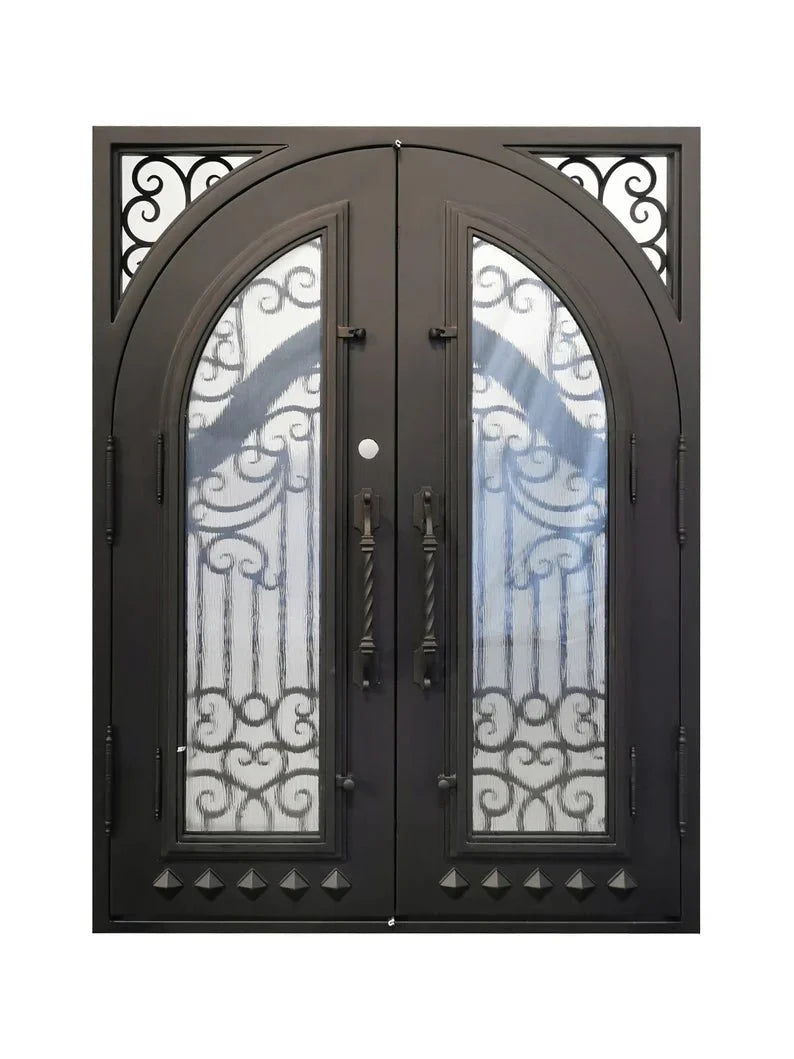 Nancy Wrought Iron Double Door Square Frame Arched by R-Designs Furniture – handcrafted solid wood furniture made in India