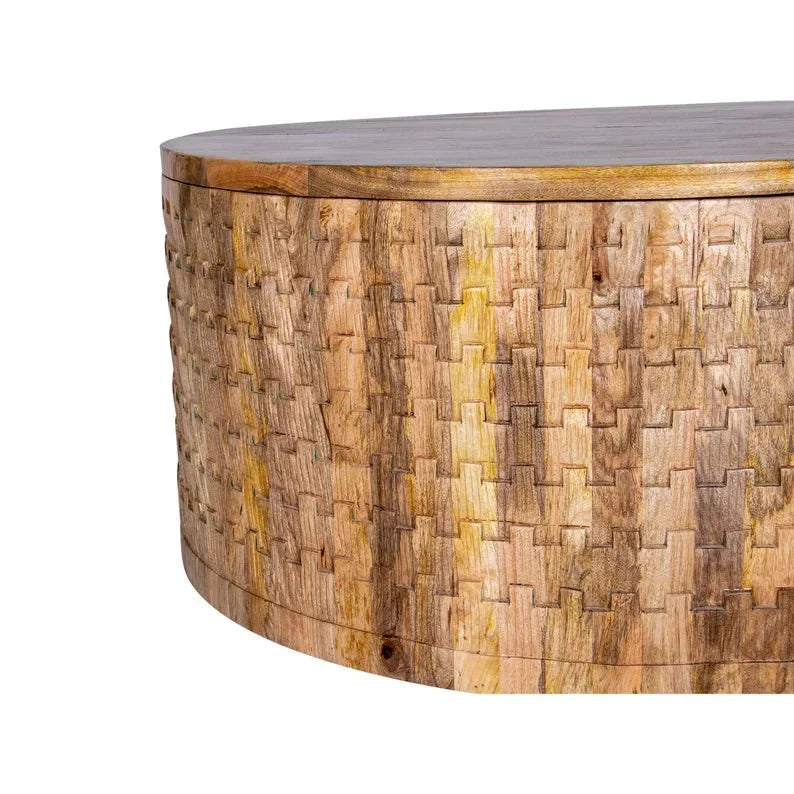 Nature's Grace Round Coffee Table With Storage – handcrafted solid wood furniture