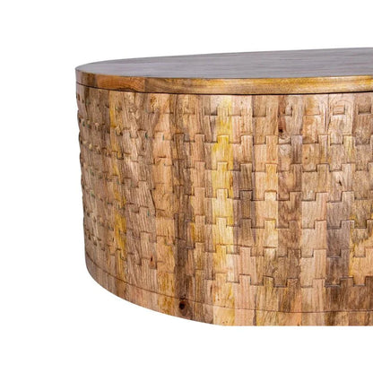 Nature's Grace Round Coffee Table With Storage – handcrafted solid wood furniture