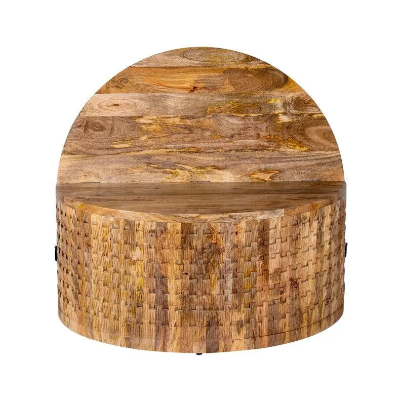 Nature's Grace Round Coffee Table With Storage – handcrafted solid wood furniture