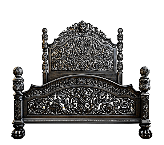 Nawab Solid Wooden Hand carved Mughal Platform Bed by R-Designs Furniture – handcrafted solid wood furniture made in India