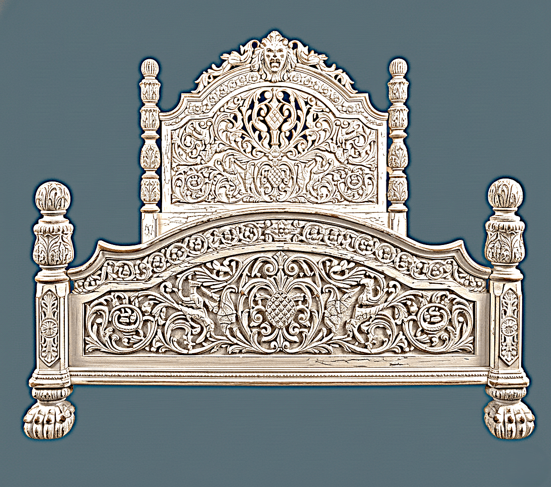 Nawab Solid Wooden Hand carved Mughal Platform Bed – handcrafted solid wood furniture