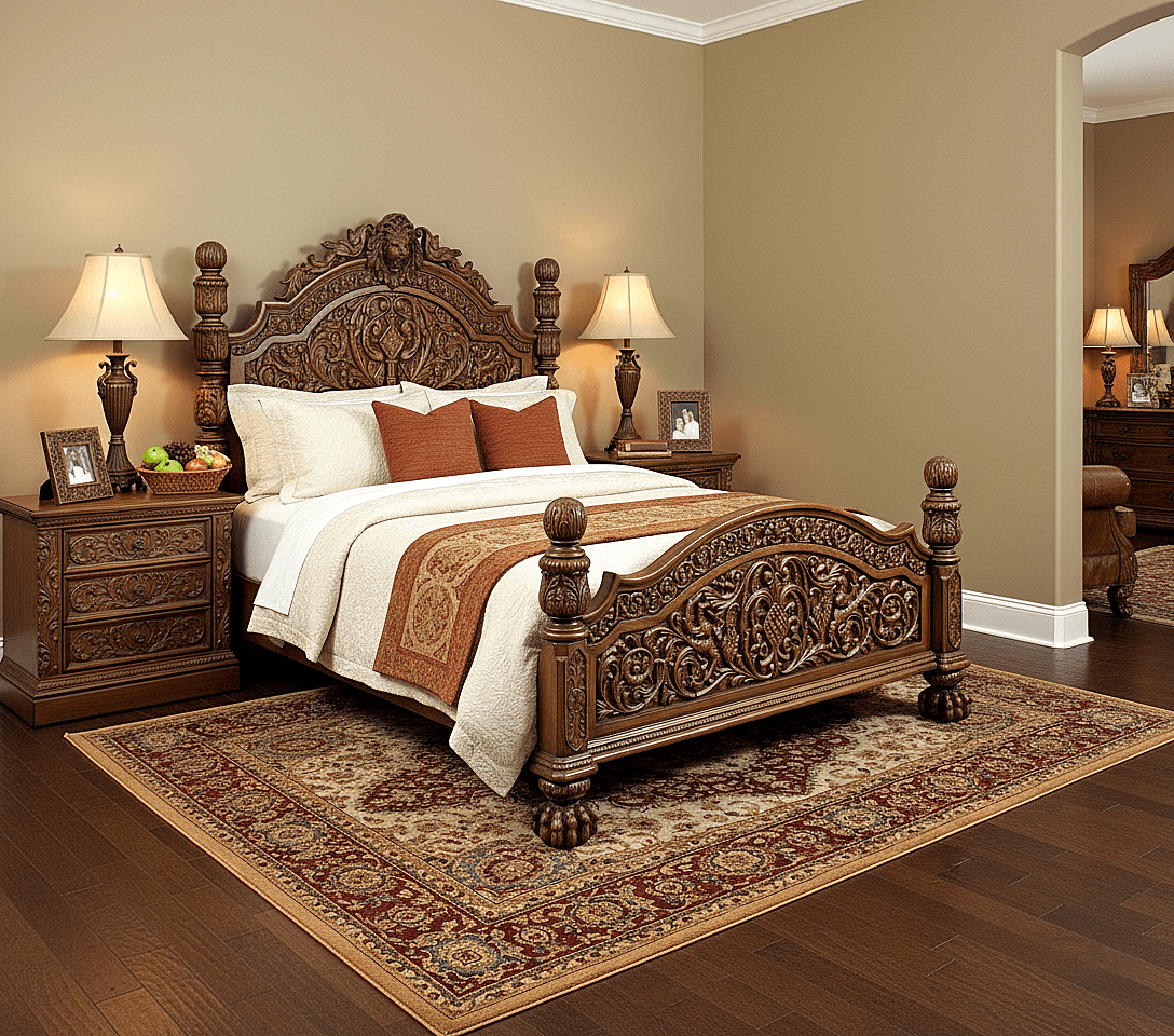 Nawab Solid Wooden Hand carved Mughal Platform Bed - HF Commercial Furniture