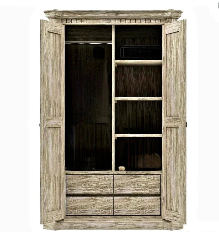 Nimbus Rustic Solid Wood Hand - Carved Armoire With 4 Drawers – handcrafted solid wood furniture