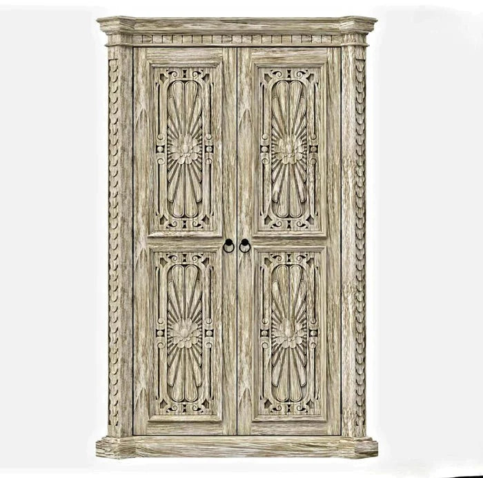 Nimbus Rustic Solid Wood Hand - Carved Armoire With 4 Drawers – handcrafted solid wood furniture