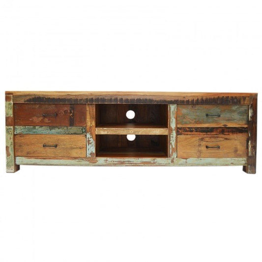 Nirvana Reclaimed Timber Wood TV Entertainment Unit/Stand 150cm – handcrafted solid wood furniture