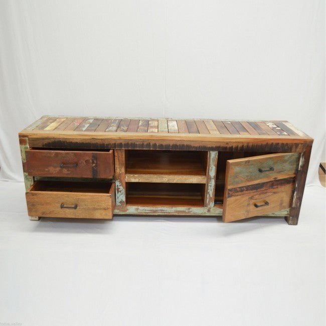 Nirvana Reclaimed Timber Wood TV Entertainment Unit/Stand 150cm – handcrafted solid wood furniture