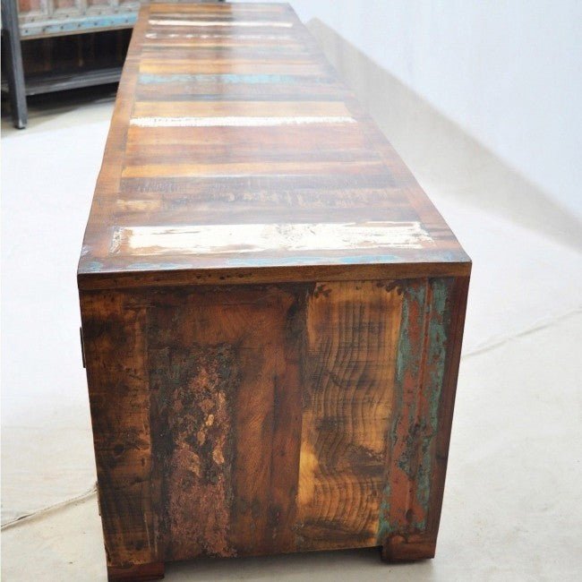 Nirvana Reclaimed Timber Wood TV Entertainment Unit/Stand 220cm – handcrafted solid wood furniture