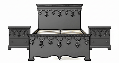 Obsidian Sanctuary Hand-Carved Solid Wooden Platform Bed by R-Designs Furniture—handcrafted solid wood furniture