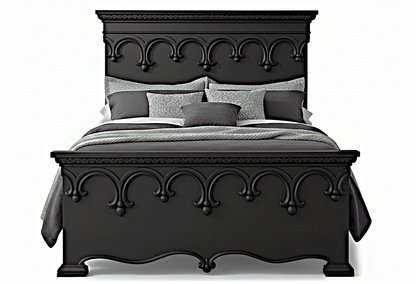 Obsidian Sanctuary Hand-Carved Solid Wooden Platform Bed by R-Designs Furniture—handcrafted solid wood furniture