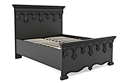 Obsidian Sanctuary Hand - Carved Solid Wooden Platform Bed - HF Commercial Furniture