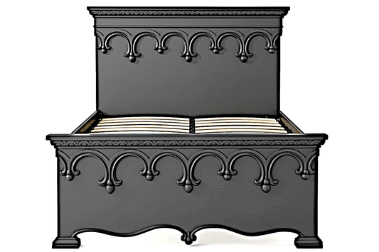 Obsidian Sanctuary Hand-Carved Solid Wooden Platform Bed by Hibashi Furniture—handcrafted solid wood furniture