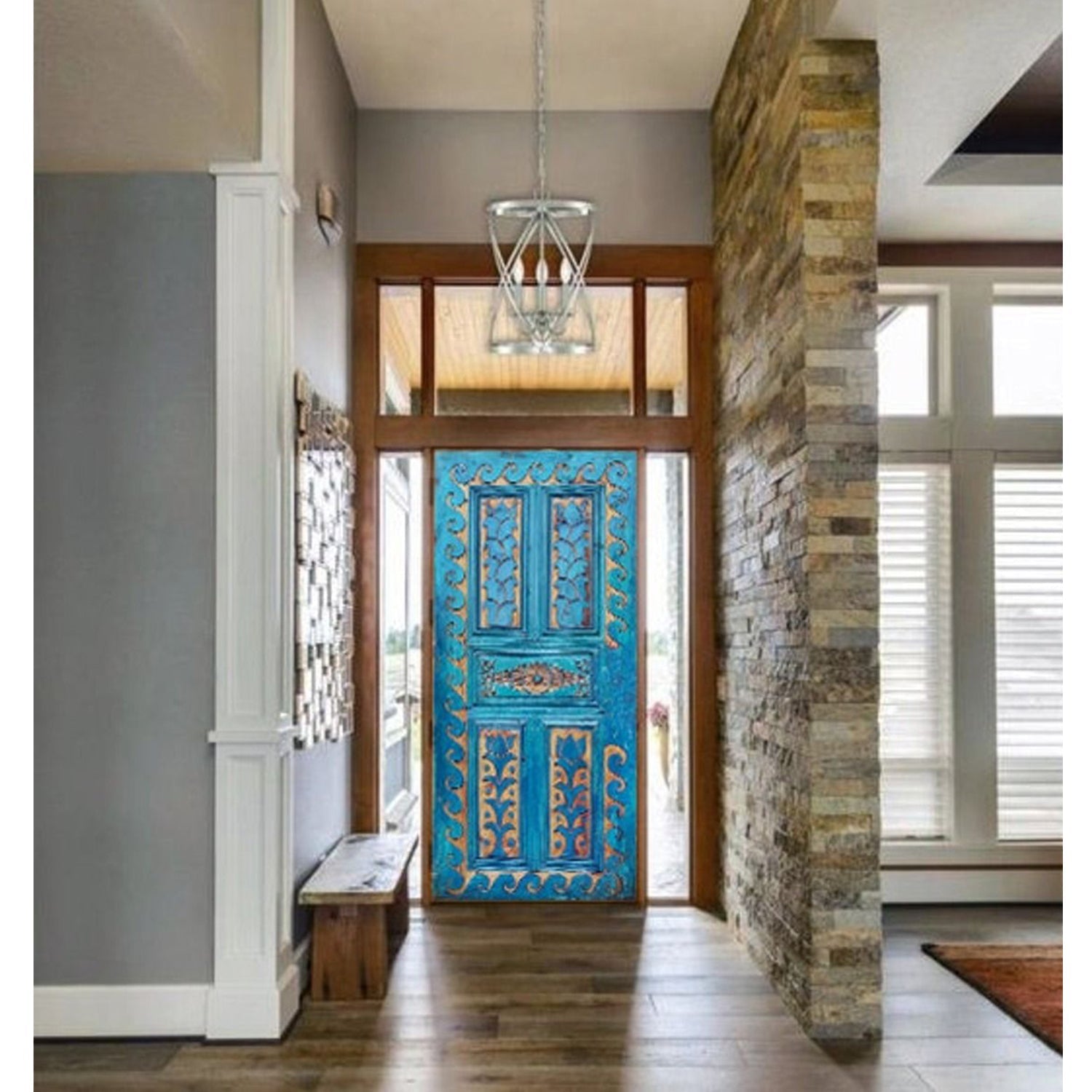 OCEAN Hand Carved Mango Wood Door – handcrafted solid wood furniture