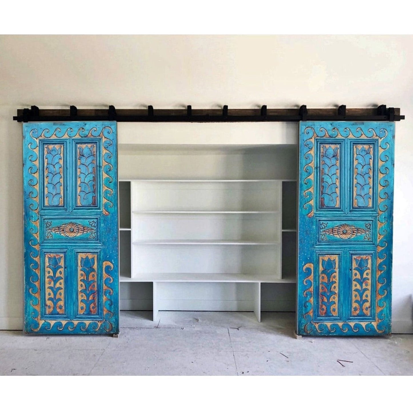 OCEAN Hand Carved Mango Wood Door – handcrafted solid wood furniture