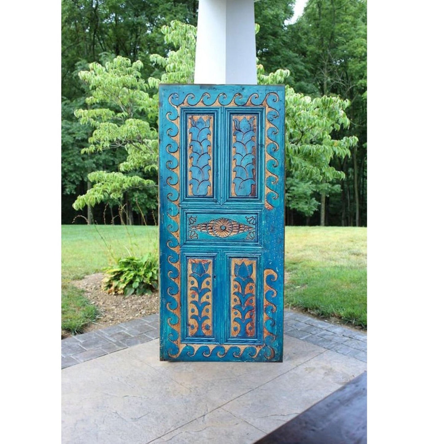 OCEAN Hand Carved Mango Wood Door – handcrafted solid wood furniture