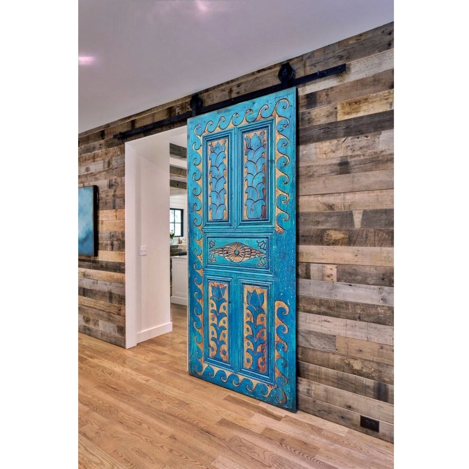 OCEAN Hand Carved Mango Wood Door – handcrafted solid wood furniture