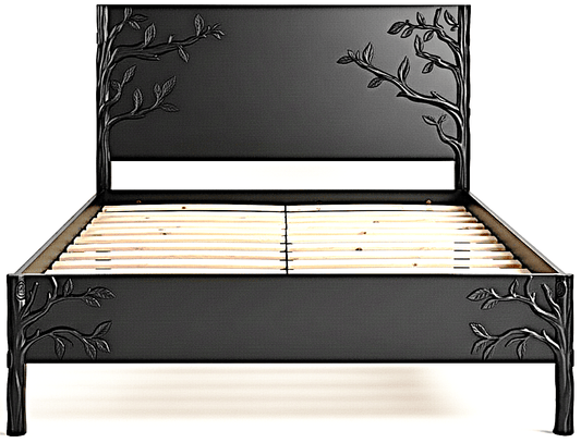 Ornithology Tree Hand-Carved Solid Wooden Bed / Bedroom 3-Piece Set – handcrafted solid wood furniture