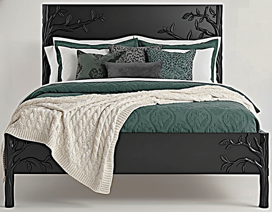 Ornithology Tree Hand - Carved Solid Wooden Bed / Bedroom 3 Piece Set – handcrafted solid wood furniture