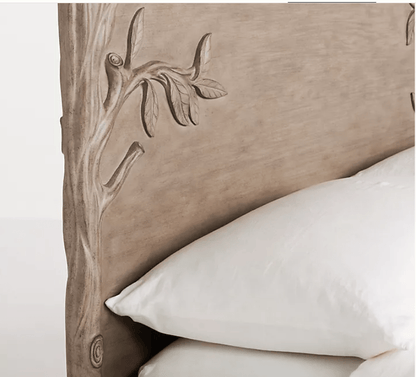 Ornithology Tree Hand - Carved Solid Wooden Bed / Bedroom 3 Piece Set – handcrafted solid wood furniture