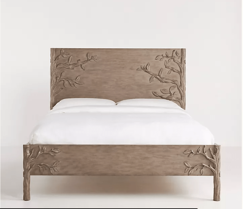 Ornithology Tree Hand - Carved Solid Wooden Bed / Bedroom 3 Piece Set – handcrafted solid wood furniture