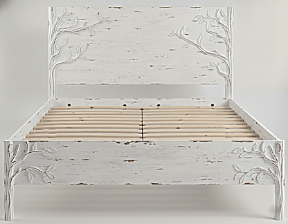 Ornithology Tree Hand-Carved Solid Wooden Bed / Bedroom 3-Piece Set – handcrafted solid wood furniture