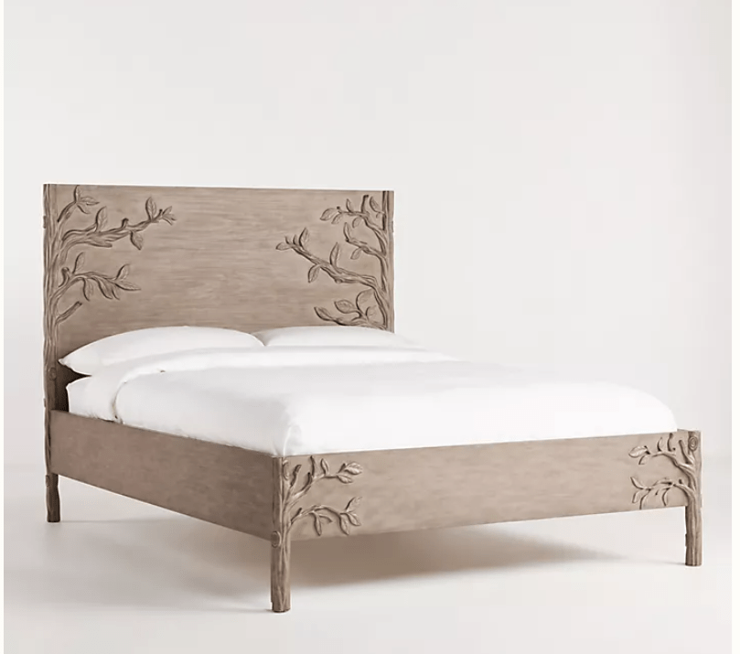 Ornithology Tree Hand-Carved Solid Wooden Bed / Bedroom 3-Piece Set – handcrafted solid wood furniture