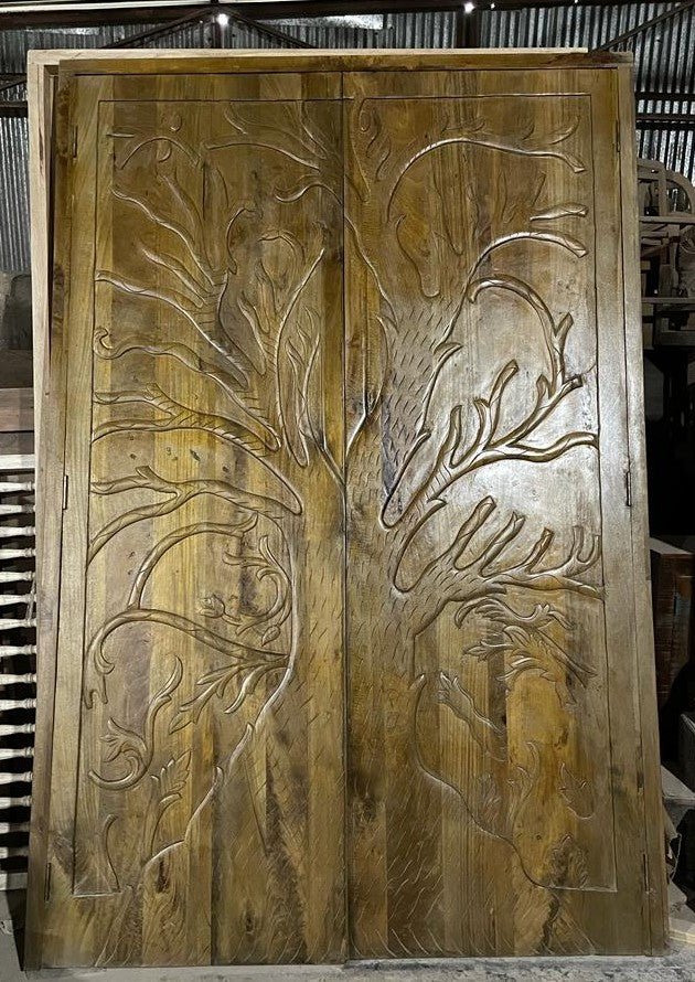 PUNO Hand Carved Custom Double Doors – handcrafted solid wood furniture