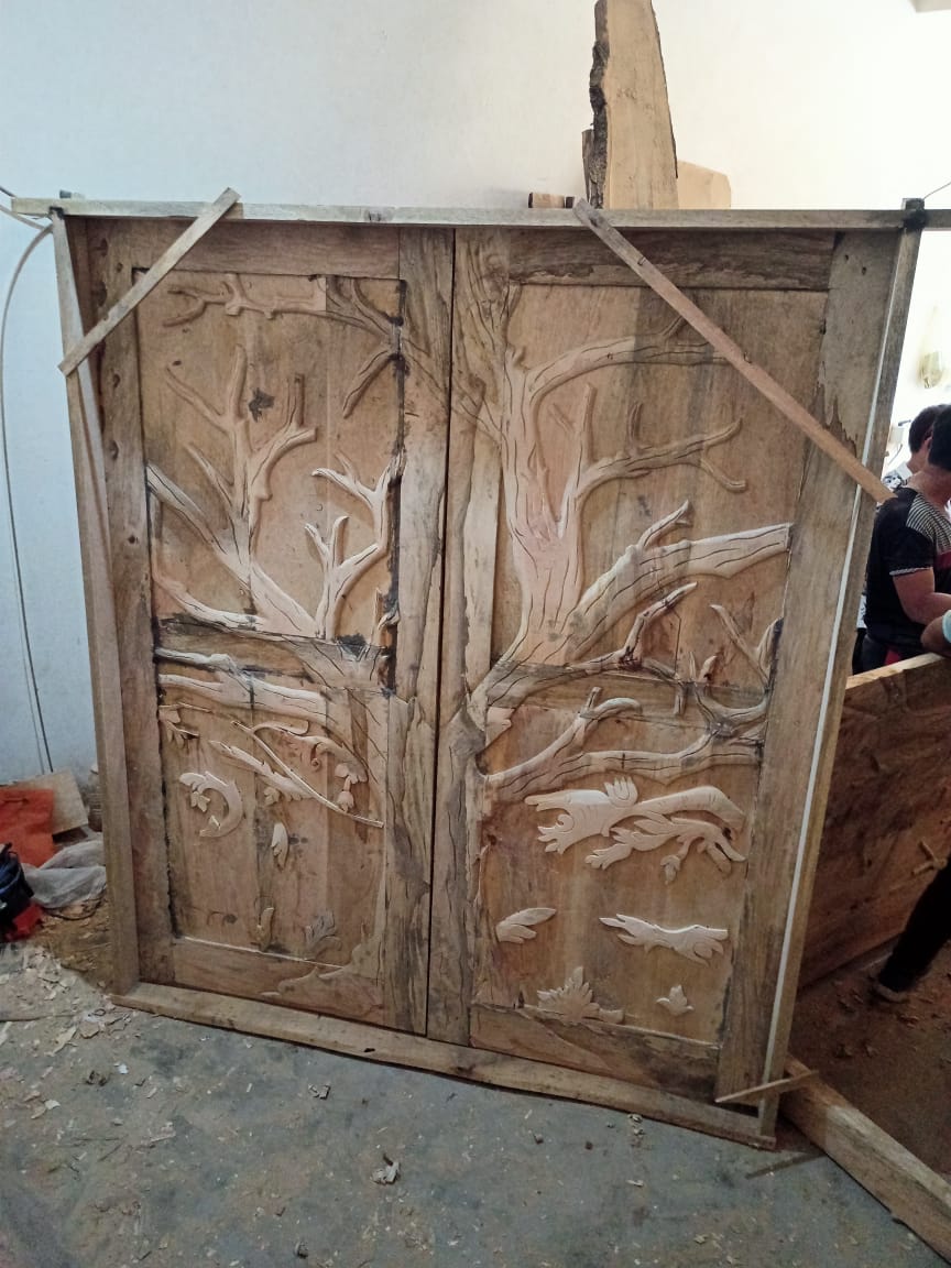 PUNO Hand Carved Custom Double Doors by Hibashi Furniture – handcrafted solid wood furniture made in India
