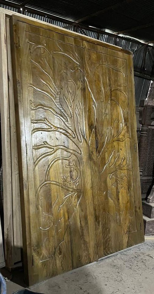 PUNO Hand Carved Custom Double Doors by Hibashi Furniture – handcrafted solid wood furniture made in India