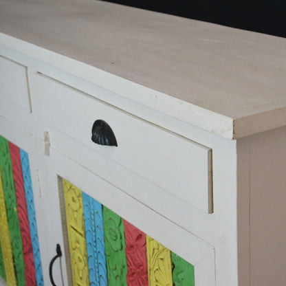 RAINBOW CARVED 3 DOOR WOODEN SIDEBOARD – handcrafted solid wood furniture