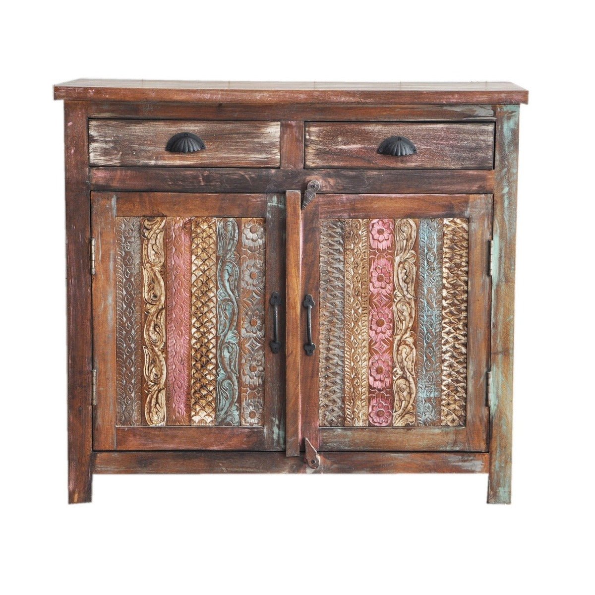 Rainbow Carved Wooden Sideboards & Cabinets by R-Designs Furniture – handcrafted solid wood furniture made in India