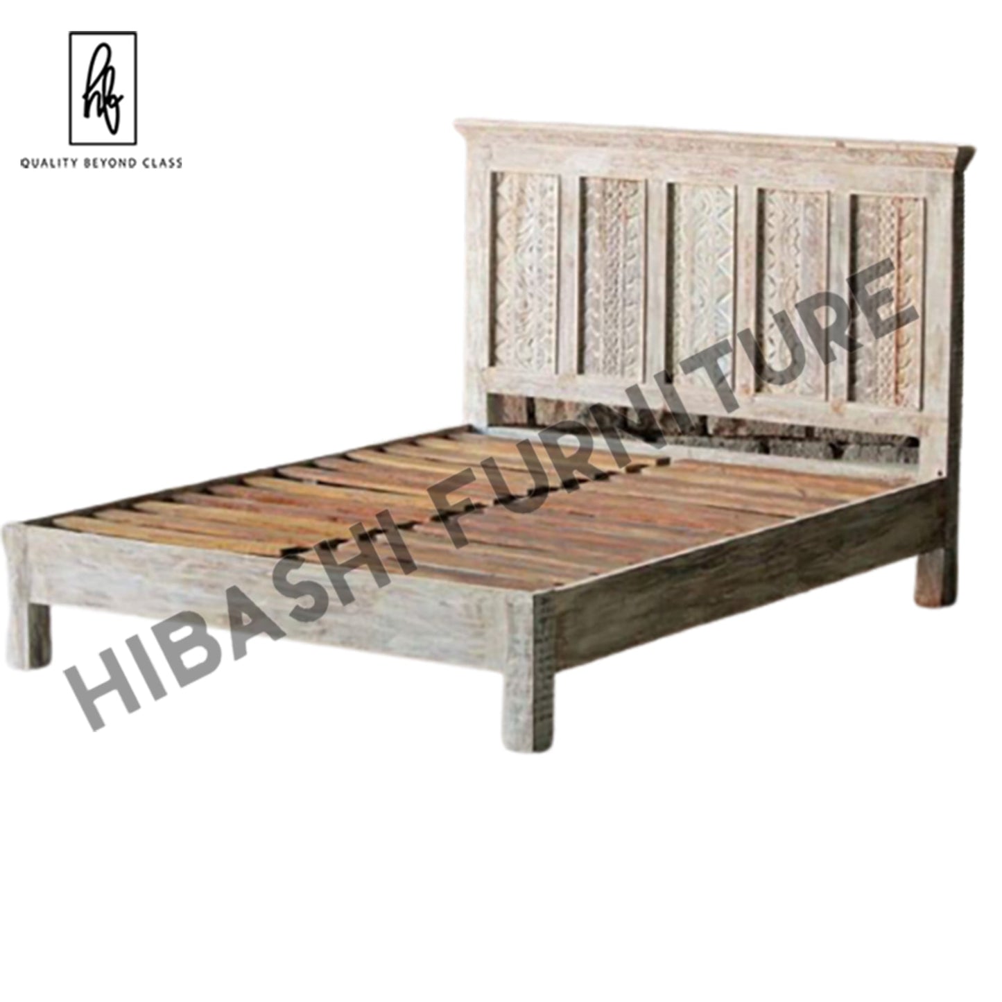 Rainbow Reclaimed Timber Carved Wooden Bed Frames – handcrafted solid wood furniture