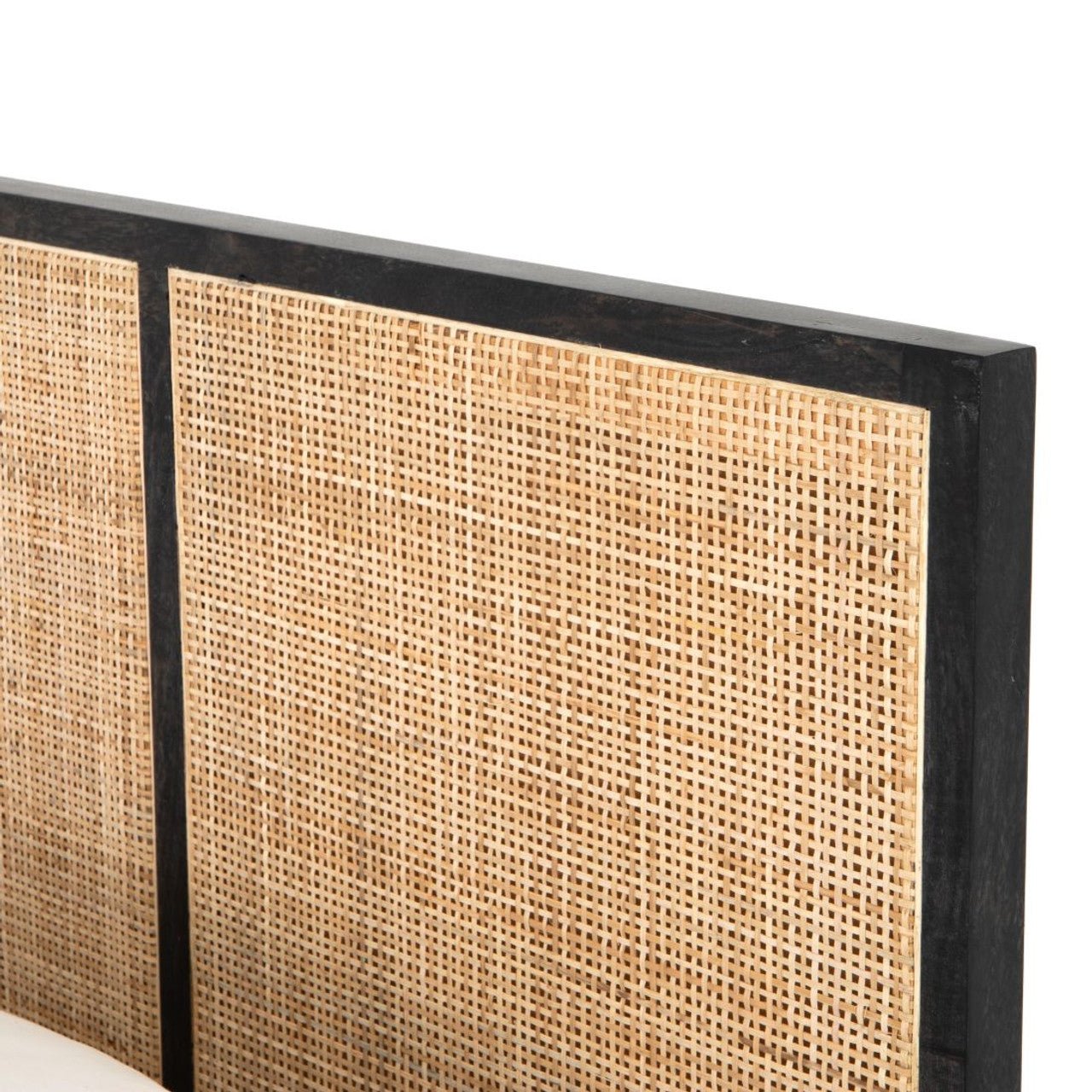 Rattan Woven Cane Platform Bed Frame – handcrafted solid wood furniture