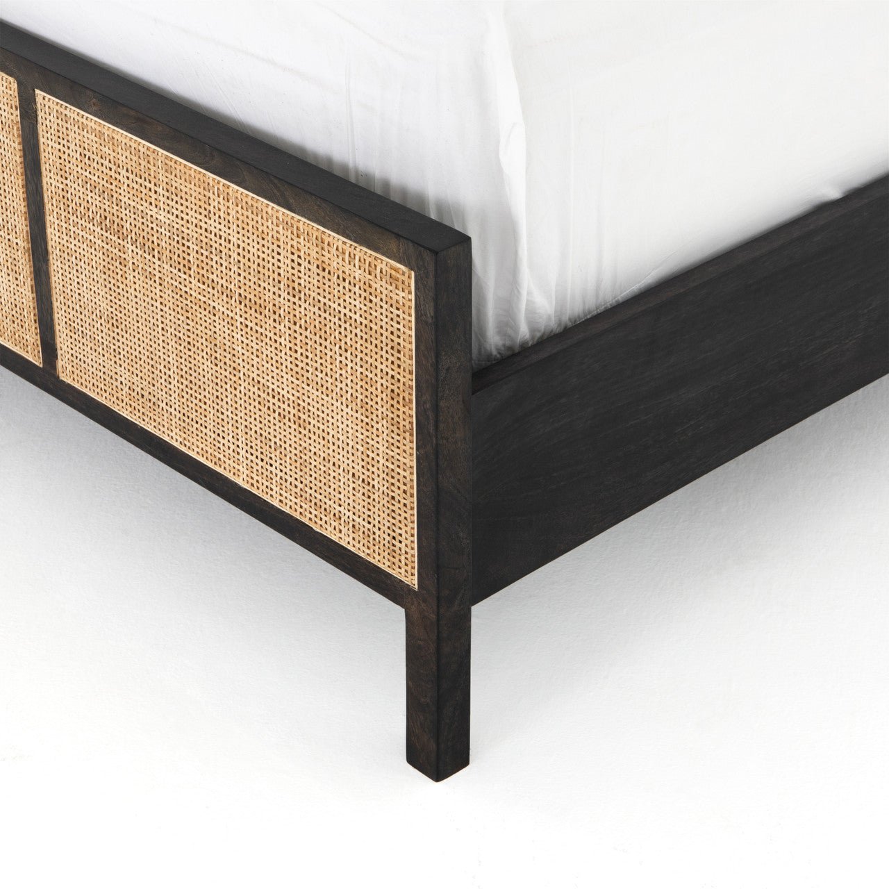 Rattan Woven Cane Platform Bed Frame – handcrafted solid wood furniture