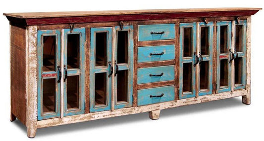 Reclaimed Buffet Table With 4 Drawers And 8 Cabinet Doors – handcrafted solid wood furniture
