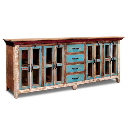 Reclaimed Buffet Table With 4 Drawers And 8 Cabinet Doors – handcrafted solid wood furniture