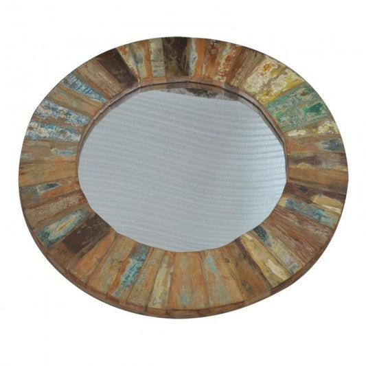 Reclaimed Timber Wood Round Wall Mirror Frame – handcrafted solid wood furniture