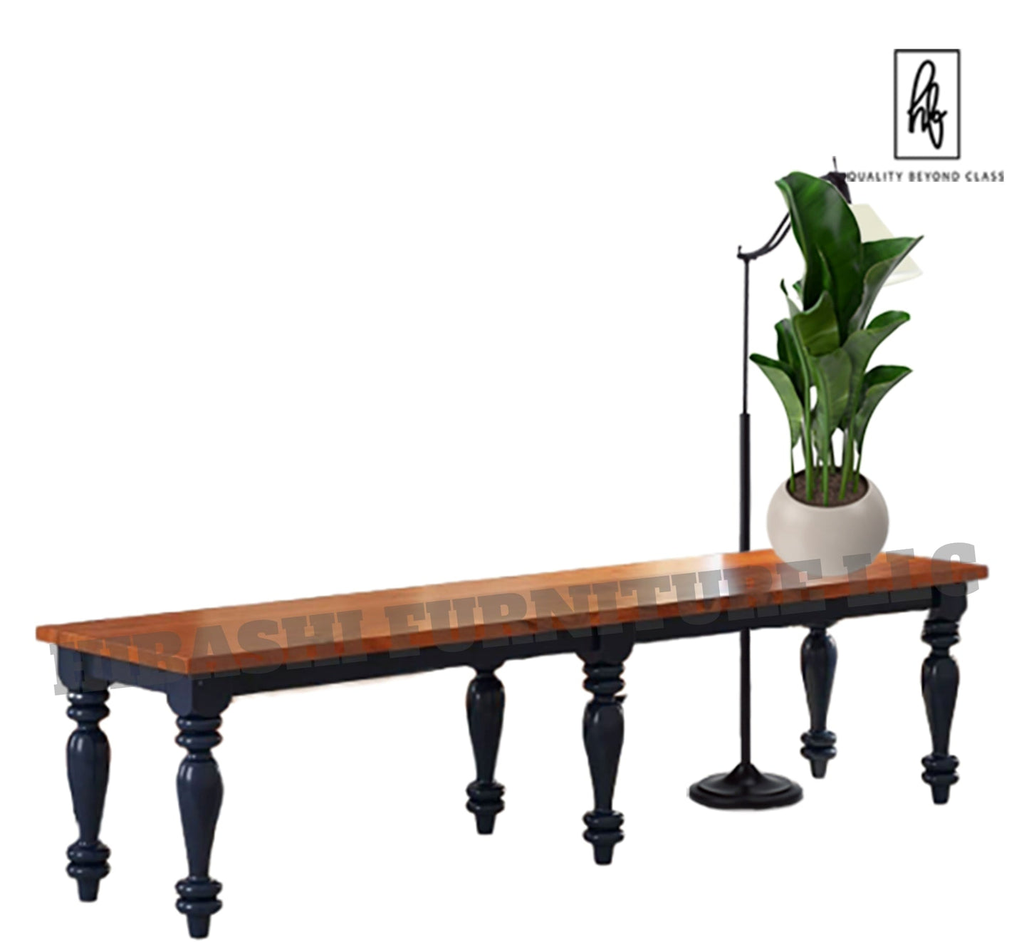 RECTO Blue Two - Tone Solid Wood Large Bench – handcrafted solid wood furniture