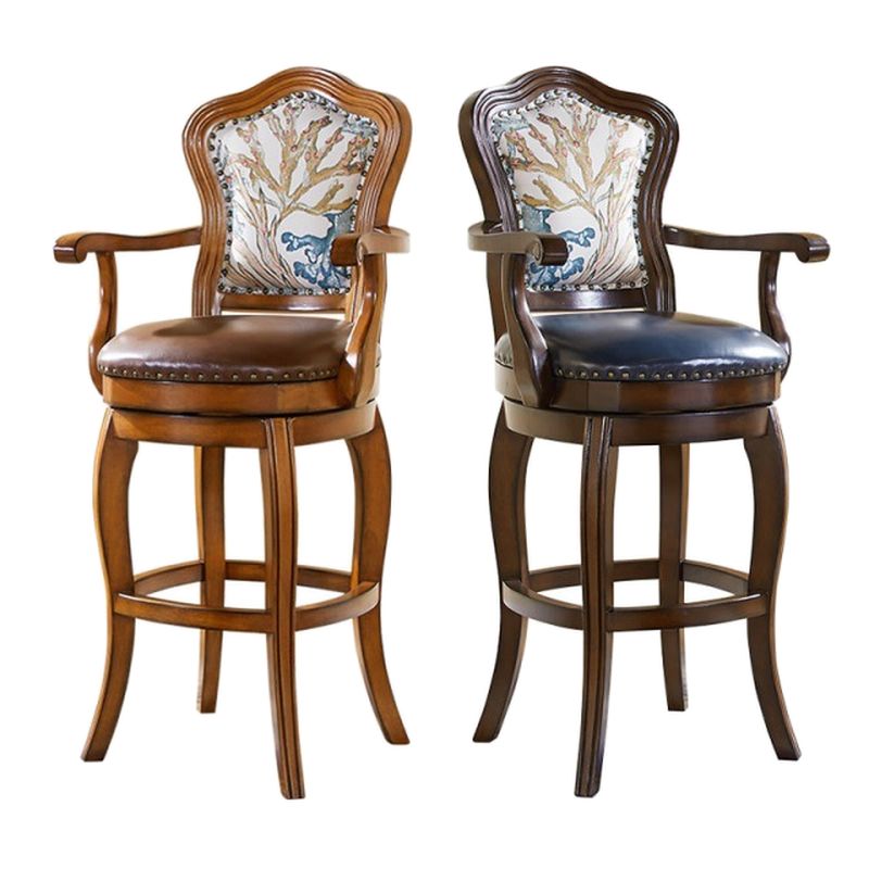 Reddish Brown Solid Wood Bar Stools with Armrest/Armless – handcrafted solid wood furniture