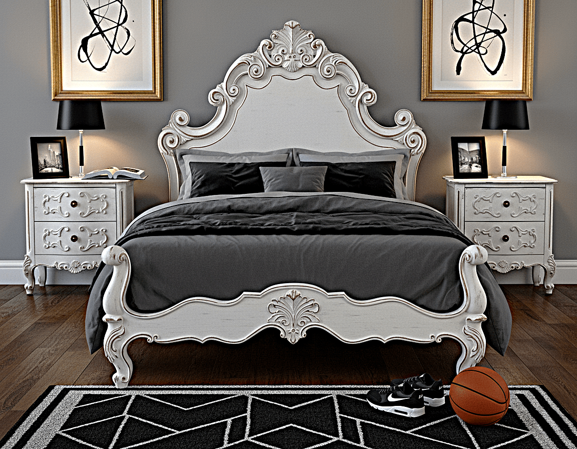 Regal Hand - Carved Solid Wooden Platform Bed Frame – handcrafted solid wood furniture