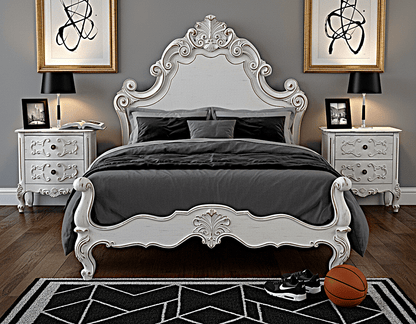 Regal Hand - Carved Solid Wooden Platform Bed Frame – handcrafted solid wood furniture