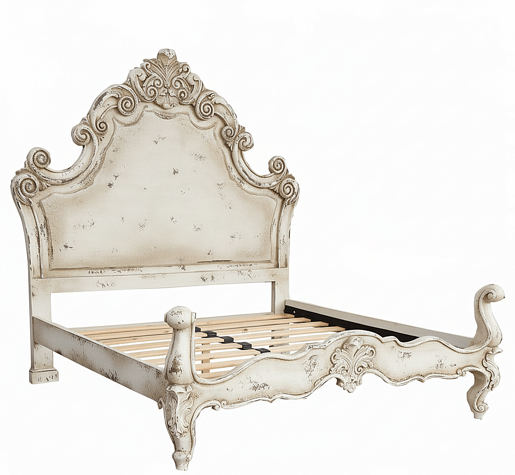 Regal Hand - Carved Solid Wooden Platform Bed Frame – handcrafted solid wood furniture