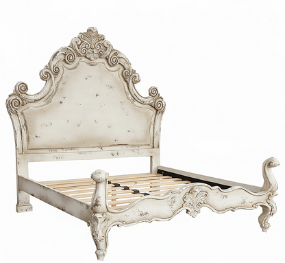 Regal Hand - Carved Solid Wooden Platform Bed Frame – handcrafted solid wood furniture